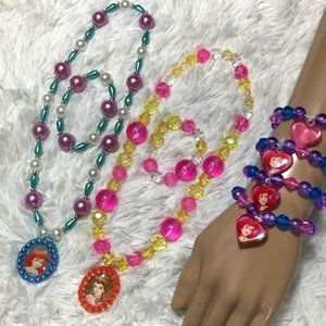 8 Pc Disney Princess Bead Necklace Bracelet Set